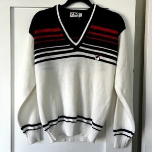 Vintage FILA v-neck striped sweater